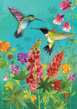Hummingbird Greeting Spring Garden Flag Floral Birds 12.5&quot; X 18&quot; - £10.85 GBP