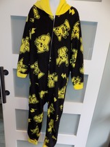 Pokemon Pikachu Hooded One Piece Pajamas Black &amp; Yellow Size M (8/10) Youth - $23.00
