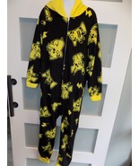Pokemon Pikachu Hooded One Piece Pajamas Black &amp; Yellow Size M (8/10) Youth - $31.76 CAD