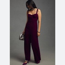 NWT ANTHROPOLOGIE Du Paradis Medium Pink Velvet Jumpsuit, Size XS - $86.11