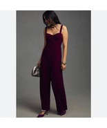 NWT ANTHROPOLOGIE Du Paradis Medium Pink Velvet Jumpsuit, Size XS - €73,25 EUR