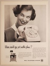 1959 Print Ad Bell Telephone System Happy Lady with Vintage Dial Phone - $15.28