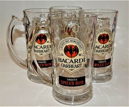 4 Bacardi Oakheart Smooth Spiced Rum Glass 14oz Mugs new with stickers USA - £29.60 GBP