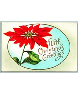 Large Poinsettia Blossom With Christmas Greetings Embossed 1913 DB Postc... - $15.10 CAD