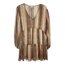 Peach Love Womens Shirt Large Brown Snake Sheer Lined Tunic Dress USA  Bohoemian - £20.03 GBP
