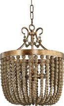 Chandelier Darcia Small Aged Wood Beads Antique Silver Iron Terracotta Lighting - £567.56 GBP