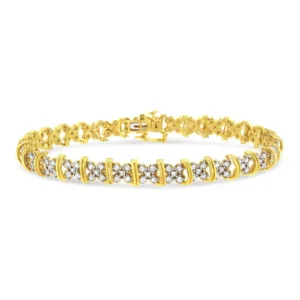 10K Yellow Gold Plated .925 Sterling Silver 2.0 Cttw Round Diamond Clust... - $436.00