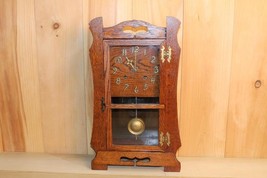 Antique American Solid Oak 8 Day Mission ~ Arts &amp; Crafts Shelf Clock ~ Serviced - £266.43 GBP