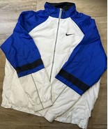 Vintage Nike Windbreaker Jacket - Women&#39;s 8-10 - Full Zip White Blue Lined - $40.68 CAD