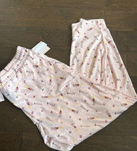 Jaclyn Smith Valentines pajama pants sz L Jogger style Hearts Wine Glasses Pink - £18.07 GBP