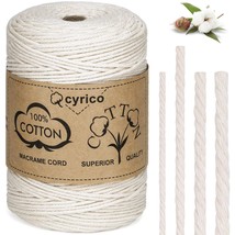 Macrame Cord 3Mm X 300 Yards, 100% Natural Cotton Cord Macrame Rope - Twisted Ma - £20.43 GBP