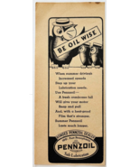 1937 Pennzoil Motor Oil Advertisement Automobilia Be Oil Wise Owl E90F2 - $19.99