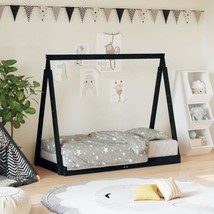 Kids Bed Frame Black 70x140 cm Solid Wood Pine - $90.34