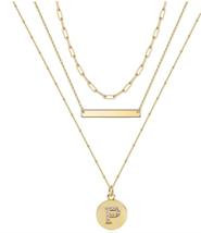 Layered Necklaces 3 seperated Chains Gold Layered Initial P NEW - £14.18 GBP