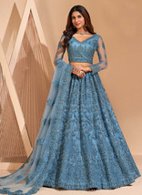 Beautiful Indigo Blue Traditional Embroidered Wedding Lehenga Choli - £139.98 GBP