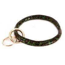 Olive Green Leopard Print Bangle  Key Ring Keychain - £9.46 GBP