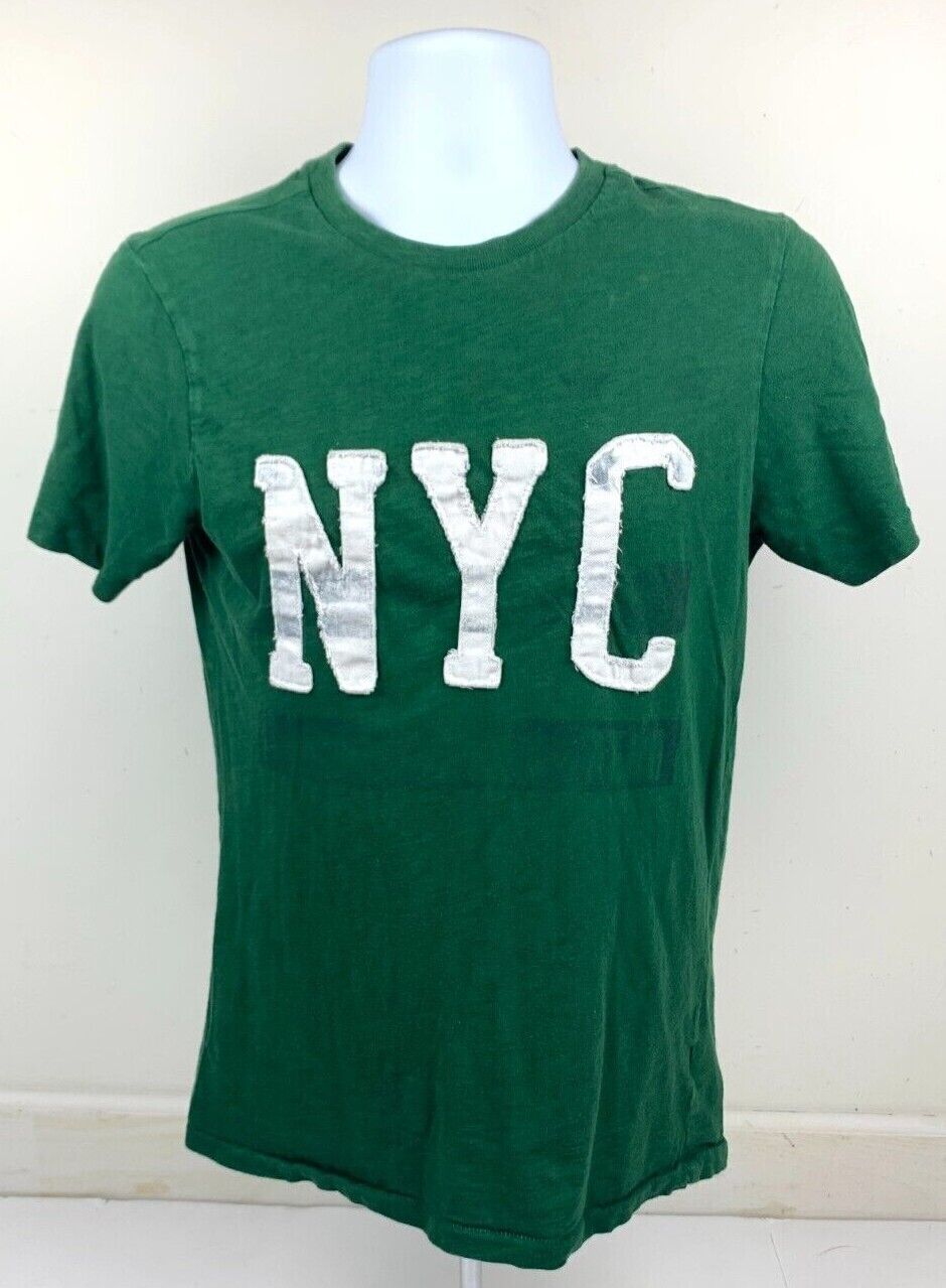 Aeropostale Men Shirt Aero New York Green Short Sleeve Casual T Shirt Size S - £7.85 GBP