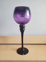 Tall Long Stem Glass Candle Holder Tea Holders purple, Home Decor - £7.18 GBP