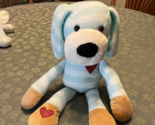 Blue White Stripe Dog Plush Red Glitter Heart  Valentine Stuffed Animal ... - $19.75