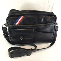 70s Vintage Black Camera Carry All Bag 6 Pocket Adjustable Shoulder Strap Taiwan - £38.33 GBP