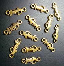Fish bone skeleton links charms Gold plated zinc findings earrings 20mm cfp119 - £1.52 GBP