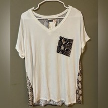 NWT Reb. In J. 220 V-Neck Snake Pocket Top White, Black, and Brown Medium NWT - £19.98 GBP