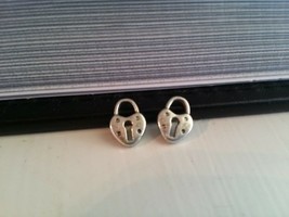 6 Lock Charms Heart Lock Antiqued Silver Steampunk Miniature Pendants Tiny - $2.69