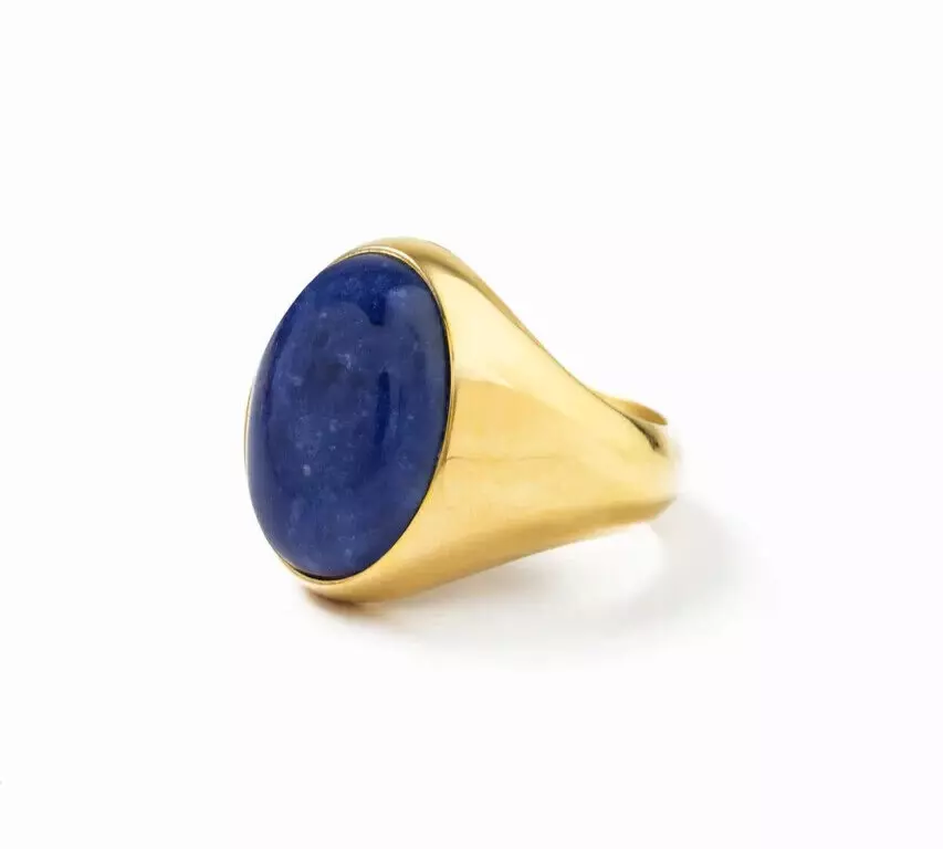 Solid 925 Sterling Silver Natural Lapis Lazuli Gemstone Gold Plated Men&#39;... - $49.38+