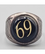 Vintage Joe Boxer 69 Signet Ring Y2K Silver Tone Dome Adjustable Sz 8  - $24.99