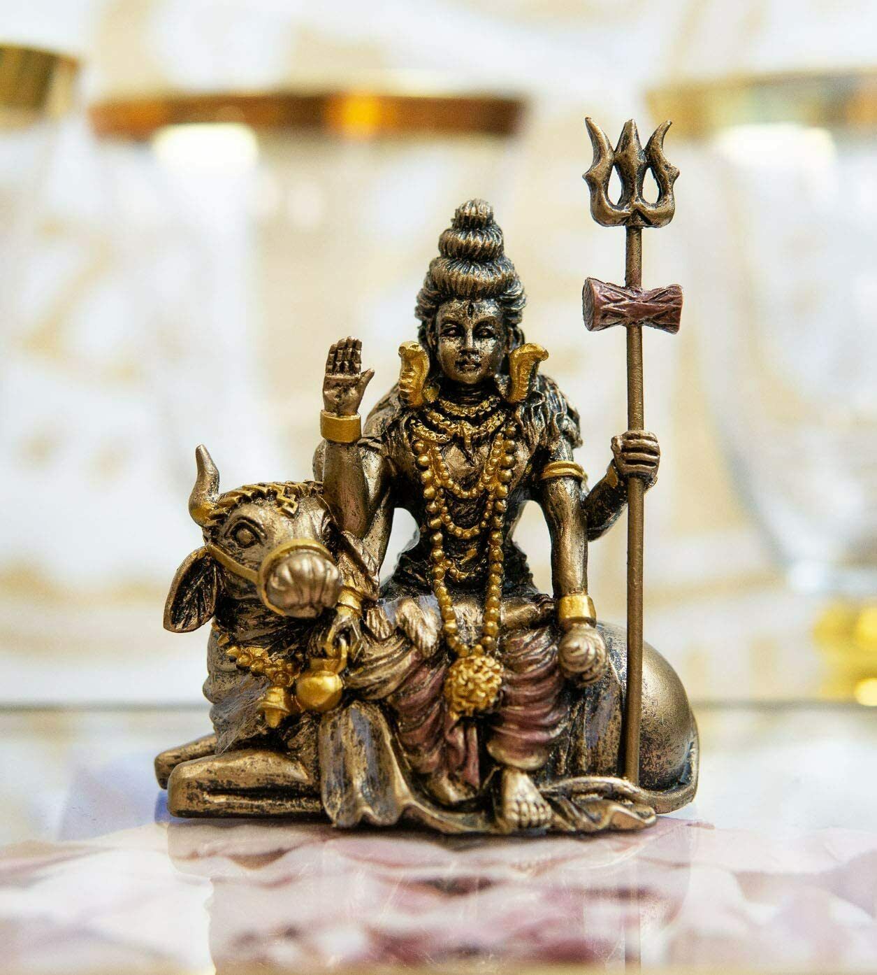 Ebros Vastu Hindu God Lord Shiva Mahadeva Sitting On Nandi Bull Miniatur... - $15.49
