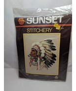 NEW VTG 1977 SUNSET Stitchery Kit  &quot;INDIAN CHIEF&quot; #2220 16x20 100% Wool - $30.50 CAD
