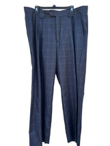 Stacy Adams Mens Blue Plaid Pleated Dress Slacks Pants Size 2XL/42 - £15.81 GBP