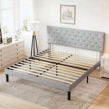 Simple Queen Size Grey Bed frame, Adjustable Headboard - £153.10 GBP