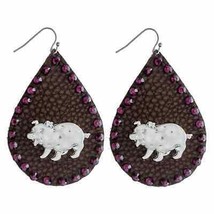 Purple Pig Teardrop Crystal Earrings - £9.54 GBP