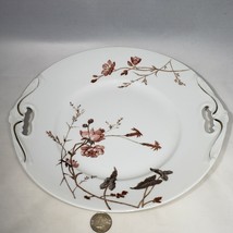 O Gutherz Limoges France 11&quot; Plate Pink Floral Gold Gilt Cut Handles - £26.11 GBP