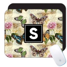 Vintage Butterfly Pattern : Gift Mousepad Roses Buds Peacock Monarch Arabesque A - £10.29 GBP+