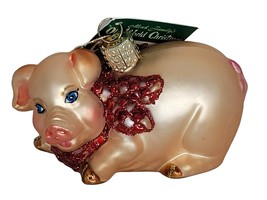 Old World Christmas Country Piggy Farm Animal Pig Tree Ornament Glass - $15.99