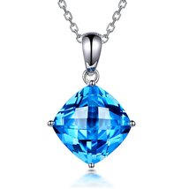 Fashion Cushion 9X9mm Solid 14K White Gold Diamond Topaz Gemstone Weddin... - $254.79