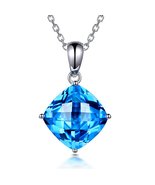 Fashion Cushion 9X9mm Solid 14K White Gold Diamond Topaz Gemstone Weddin... - $4,743.91 MXN