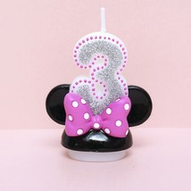 Minnie Mouse Third Birthday Candle / Keepsake Topper 2-1/2&quot;X2-1/2&quot; - £19.01 GBP