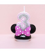 Minnie Mouse Third Birthday Candle / Keepsake Topper 2-1/2&quot;X2-1/2&quot; - £18.87 GBP