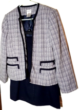 Liz Baker Long Sleeve Skirt Suit Navy &amp; White Jacket 8P Skirt 6P - $14.84