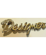 Rhinestone Set in D on &quot;Designer&quot; in Script Pin Brooch - $8.96