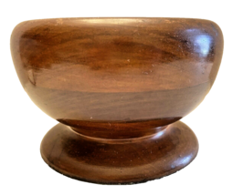 Bowl Wood Hand Turned Pedestal 4 In x 5 1/4 In Dia Felt Bottom Gorgeous Vintage - $46.61