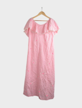 Vintage Waltah Clarkes Dress Womens 12 Pink Plaid Floral Maxi Ruffle Hawaii - $144.01