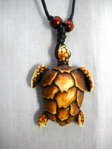 New Medium Brown Oc EAN Leatherback Sea Turtle Design Resin Pendant Adj Necklace - £5.54 GBP