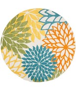 8&#39; X 8&#39; Turquoise Round Floral Non Skid Indoor Outdoor Area Rug - $4,135.18 MXN