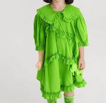 Kids Asymmetric Ruffle Collared Dress - $75.00