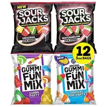Sour Jacks &amp; Original Gummi Fun Mix Gummy Candy Snacks, Bulk Combo Pack-... - £29.41 GBP