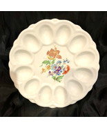 E &amp; R American Artware Floral 12- Deviled Egg Plate Server  9 1/4&quot; Vintage - £13.40 GBP